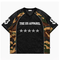 Maillot de sport en maille respirant à séchage rapide, coupe classique, col en V, manches courtes, imprimé, haute qualité, style streetwear
