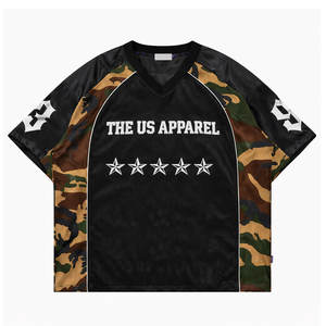 Maillot de sport oversize de qualité supérieure, coupe courte en maille, style streetwear, t-shirt ample, maillot de football, vente en gros - Product Image 1