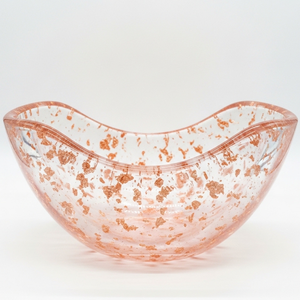 Bol décoratif en résine artisanale de luxe avec des paillettes de feuilles de cuivre |   Bol de service et centre de table artistique moderne - Product Image 4