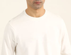 Nouveauté en gros : Sweat-shirts pull-over pour hommes 100 % coton molletonné épais, couleur beige unie, coupe oversize, col rond - Product Image 5