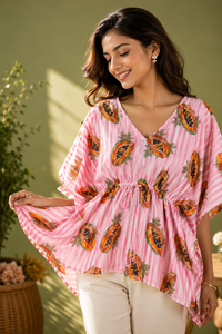 Green Cotton Kaftan <b>Dress</b> Women | Premium Drawstring V Neck Long <b>Maxi</b> Gown Summer Elegant Eco-Friendly Casual Lounge Nighty - Product Image 6