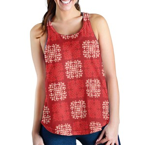 Custom Women's Red <b>Floral</b> Pattern Tank <b>Top</b> Scoop Neck Breathable Knitted Polyester Casual Style Digital Printing - Product Image 5