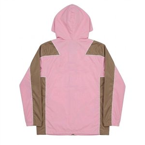Ventes en gros de vestes coupe-vent en nylon pour hommes avec logo personnalisé, panneaux roses et bruns, avec pantalon, pour l'été, style streetwear élégant et respirant - Product Image 3