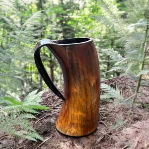 Taza de Cuerno de Búfalo Hecha a Mano, Ecológica, con Forma Natural, Asa Pulida, Rústica, Artística, Coleccionable, Duradera - Product Image 4