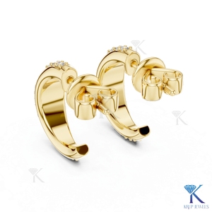 Pendientes de Aro Abierto con Diamantes CVD Cultivados en Laboratorio, Engaste de Canal, Oro Sólido de 14K y 18K, Joyería de Lujo para Mujer, Fabricante de Joyas de Boda - Product Image 4