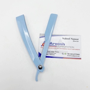 Rasoir de rasage de barbier manuel bleu ciel professionnel rasoir de sécurité jetable unique de haute qualité personnalisé en acier inoxydable durable - Product Image 6