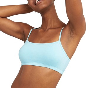Women String Bralette Cotton Wireless Light Support Sports <b>Bra</b> Crop Top For Daily Wear Yoga Fitness OEM Private Label <b>Blue</b> Gray - Product Image 6