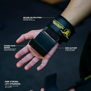Weight Lifting rubber grip Hooks Non-slip Deadlift wrist Straps palm support <b>Gloves</b> <b>Pull</b> <b>Up</b> gym fitness training session workout - Product Image 3