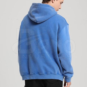 Sweat à capuche uni délavé à l'acide, 100 % coton, doublure polaire douce pour homme, hiver, logo personnalisé, le plus vendu - Product Image 4