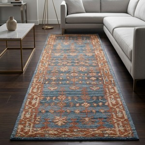 Alfombra de lana hecha a mano con diseños artísticos para decoración moderna del hogar y hostelería. - Product Image 4