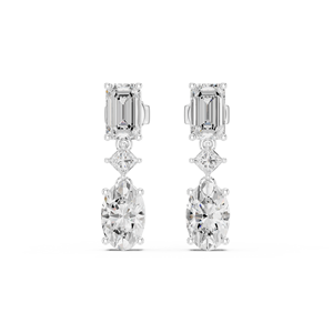 Pendientes de fiesta de lujo en oro blanco sólido de 14K con diamantes cultivados en laboratorio de corte múltiple, certificados por GRA, joyería al por mayor para niñas. - Product Image 2