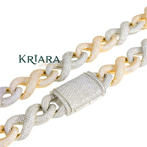 14k Gold Plated Lab Grown Diamond Link <b>Chain</b> Necklace Hip Hop Style Unisex Wedding Everyday Wear Jewelry - Product Image 2