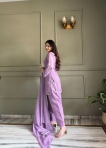FARSHI SALWAR KAMEEZ SUIT with SIROSKI WORK TOP and DUPPTA SET CRUNCHY <b>SILK</b> <b>FABRIC</b> MODERN STYLE for PARTY READY to WEAR - Product Image 3