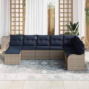 Grey Poly <b>Rattan</b> Garden <b>Sofa</b> Set Outdoor Furniture Water Proof Contemporary Design - Product Image 5