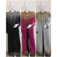 Nouvelle Abaya Femme Élégante et Scintillante Grande Taille, Lavée, Manches Chauve-Souris, Style Indien Islamique, pour Fêtes d'Hiver, Aïd et Ramadan, Vente en Gros