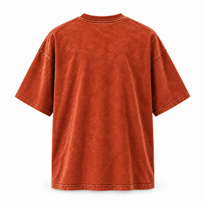 T-shirt Homme Oversize Vintage Délavé Orange Rouille à Manches Courtes, Style Décontracté Streetwear, Uni, Col Rond - Product Image 2