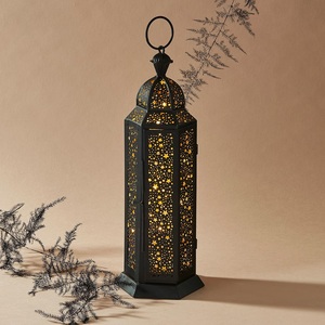 Premium Moroccan <b>Lantern</b> with Decorative <b>Gold</b> Metal Body Intricate Cutwork and Hanging Loop for Luxury Home Decor - Product Image 5