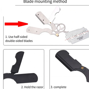 Wholesale Professional Finger Barber Straight Shaving <b>Razors</b> Wood Stainless Steel Single Edge Blades Face Multi Color High - Product Image 3