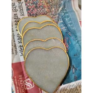 Wholesale Agate <b>Green</b> Aventurine Heart <b>Coasters</b> Mascot Style Tea Table Slices for Home Decoration Feng Shui Inspired - Product Image 3