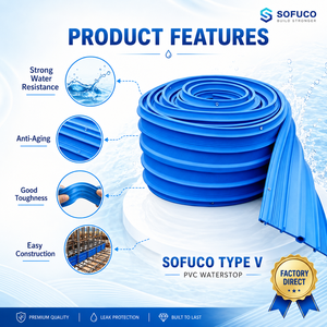 Economy ST Sofuco PVC Water Stop <b>Bar</b> Construction Joints Tensile Strength 12-18 MPa Pool Hotel Use <b>V</b>-Shape Design Chemical - Product Image 4