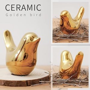 Juego de Figuritas de Pájaros Dorados con Acabado Brillante, Adorno Decorativo para el Hogar, Exhibición para Mostrador - Product Image 6