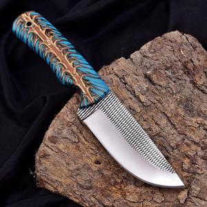 มีดคาวบอยทำมือ Nordic Forge ขนาด 10 นิ้ว ใบมีดแบบตะวันตก ปลายแหลม สำหรับแล่หนัง ใบมีด Rasp Blade  ด้ามเรซิ่นรูปทรงกรวยสนสีน้ำเงิน - Product Image 4