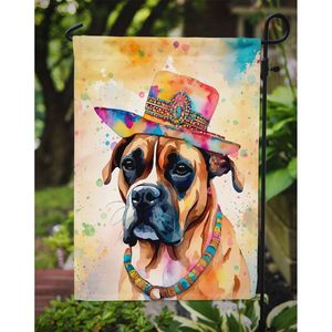 Drapeau de jardin multicolore Hippie Dawg Boxer Boîte aux lettres Bannière décorative de cour pour patio Oeuvre pour parterres de fleurs - Product Image 3