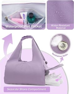 Bolsa Deportiva Multifuncional Informal Ligera para Mujer, con Compartimento para Zapatos, Bolsillo Impermeable, Soporte para Esterilla de Yoga, para Viaje - Product Image 3