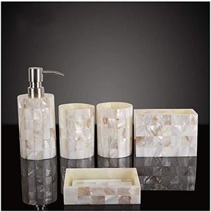 Juego de accesorios de baño decorativos de nácar, estilo antiguo, hechos a mano, decoración de tocador de lujo, artículos esenciales de primera calidad para el hogar y hoteles - Product Image 1