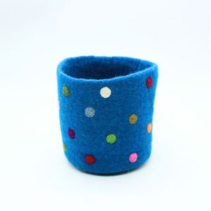 Cesta de Fieltro Azul con Puntos, Cesta de Almacenamiento de Fieltro de Lana Ecológica - Product Image 5
