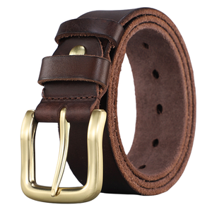 Ceinture en cuir pleine fleur classique pour homme, en cuir de vachette, avec boucle ardillon en alliage, durable et légère, pour jeans, vente en gros d'usine - Product Image 6