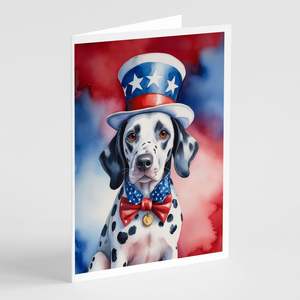 Dalmatian Patriotic American Whimsical A7 Tarjetas de nota en blanco Paquete de 8 con sobres Tarjetas de felicitación de tamaño 5x7 - Product Image 1
