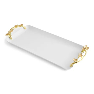 Plateau de service élégant en acier avec poignée ronde en métal, pour servir des aliments et des desserts, idéal pour les hôtels et les restaurants. - Product Image 6