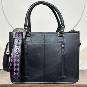 2025 Wholesale Custom High Quality Hand Tooled Cow Leather premium Tote Bag Checkered Pattern Western-style <b>handbag</b> for Women's - Product Image 5