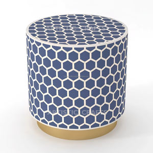 Modern Design Antiqued Bone Inlay Stool High Quality Grey and White for Home Living Room Bedroom Garden Bars and Entry - Product Image 4