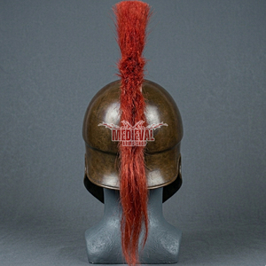 Medieval Anteque Centurion Greek <b>Spartan</b> Mild Steel Helmet with Red Horsehair Crest Handmade for Reenactment Halloween and Ester - Product Image 5