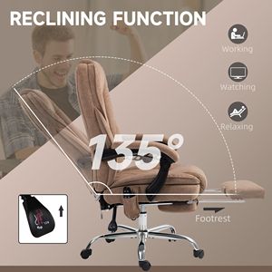 Sedia da Ufficio Marrone Regolabile in Altezza con Funzioni di Vibrazione e Reclinazione, Poggiapiedi Riscaldato - per Lavoro al Computer - Product Image 6