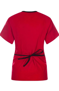 Tenues d'hôpital médicales unisexes, ensembles deux pièces tissés à manches courtes, hauts et pantalons ajustables et élastiques - Product Image 3