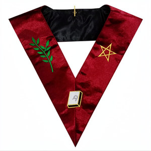 Collier de la Légion de la Perfection du Rite Écossais du 14e Degré, brodé rouge avec étoile et patch laurier - Product Image 2