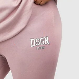 <b>Women</b> Plus Size Pink Tracksuit <b>Set</b> Crew Neck Sweatshirt Leggings Full Length Casual Autumn Wear Spandex Cotton Material - Product Image 4