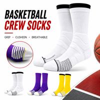 Chaussettes de basket-ball personnalisées antidérapantes à séchage rapide en coton peigné antibactérien, chaussettes épaisses de qualité professionnelle pour joueurs d'élite