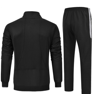 Men's Black Breathable Fleece Tracksuit Full Zip Sporty Sweatshirt and <b>Pants</b> Set with Gray Panels Regular Fit Winter Wear - Product Image 2