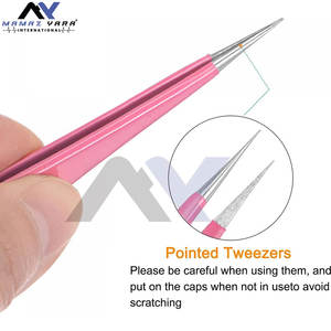 แหนบพร้อมกล่องเลื่อนเก็บได้ อุปกรณ์เสริมความงามสำหรับผู้หญิง สีชมพูบานเย็น แหนบแบบกำหนดเองได้ สร้างโลโก้ของคุณเอง ชุดแหนบต่อขนตา 2 ชิ้น - Product Image 4