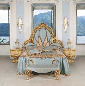 Ensemble de chambre à coucher en bois massif fait main et sculpté à la main, taille King Size, design moderne, luxueux, élégant, royal, classique, 4 tiroirs, pour maison, villa, mariage - Product Image 2