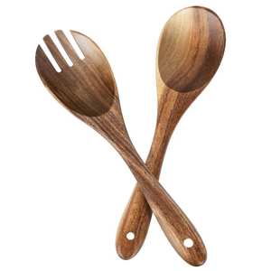 Ensemble de serveurs à salade en bois de qualité supérieure pour les événements de Noël et de la Saint-Valentin, vaisselle, ustensiles à salade, décoration de table - Product Image 4