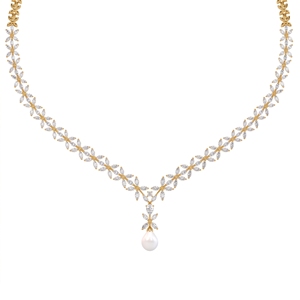 Collier ras du cou Florais en perles pour femme, diamant de laboratoire, argent sterling 9KT, 10KT, 14KT, 18KT, cadeau d'anniversaire haut de gamme - Product Image 3