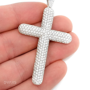 Pendentif Croix Géante Dvars en Argent Sterling 925 Plaqué Or avec Moissanite, Bijou Unisexe Hip Hop Religieux Type 3D - Product Image 1