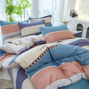 Juego de Ropa de Cama a Rayas, Color Azul Marino, Gris y Blanco, Funda de Edredón, Funda de Almohada, para el Hogar - Product Image 5