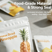 Op maat bedrukte plastic zakken, food grade, staande pouch met ziplock sluiting, geschikt voor gevriesdroogde ananas en gedroogde fruit snacks