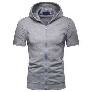 Oferta Caliente: Sudadera con Capucha Ajustada de Manga Corta para Gimnasio y Culturismo, Venta al por Mayor, Personalizada, Barata, Transpirable para Hombre - Product Image 3